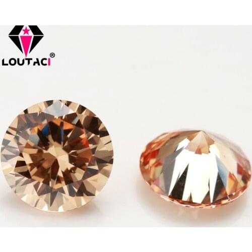 LOUTACI Original Price of Direct Selling CZ Round Champagne 5A Lady Party Jewelry BIG Size8-16mm