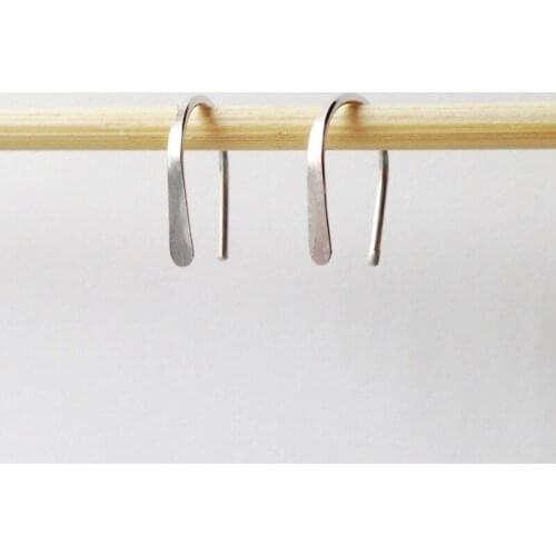 Small Sterling Silver Open Hoop Minimalist Earrings, 1/2" Simple Mini Arc Horseshoe Hoop, Tiny Dainty Mom Birthday Gift KL30FO