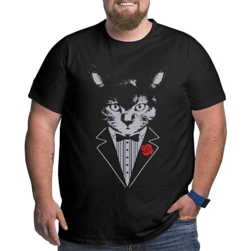 Men Mr. Cat T Shirts Cat Lover Animal 100% Cotton Tops Cool Big Tall Tees Plus Size Big Size Large 4XL 5XL 6XL T-Shirts