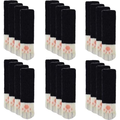 Chair Socks,24PCS(6 Set)Chair Leg Covers Cat Foot Shaped Knitted Furniture Feet Socks Chair Leg Floor Protectors