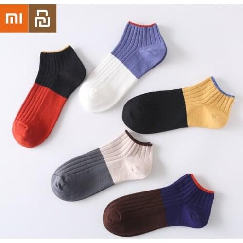 Xiaomi Youpin 5 pairs Cotton Socks Spring and Summer Low-waist Heel Socks Sweat-absorbent Deodorant Short Double Needle Socks