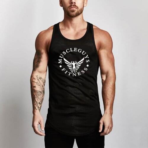 Muscleguys 2020 New Summer Mesh Gyms Tank Top Men canotte Bodybuilding shirt Mens Fitness Singlet quick dry Sleeveless shirt