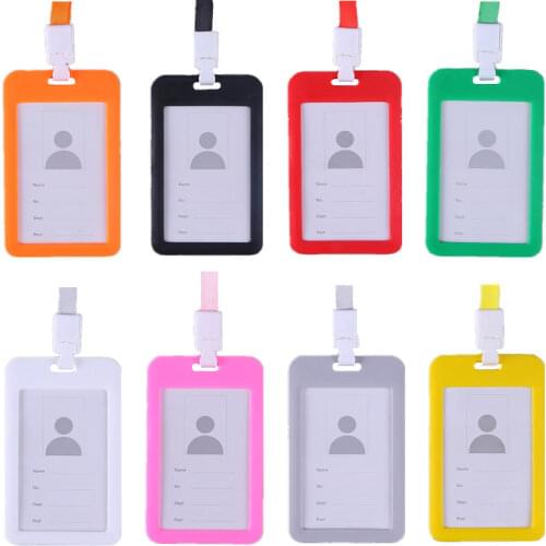 Staff Work Card Holder with Lanyard Neck Strap Studenst School Gate Office Building Pass Access Card Cover Case ID Card Sleeve