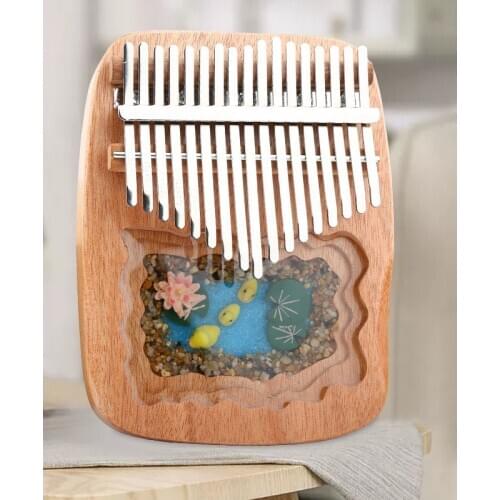 17-Key Thumb Piano Epoxy Resin Mahogany Core Material Micro Landscape Finger Piano Kalimba Fits Beginners Musical Instrument