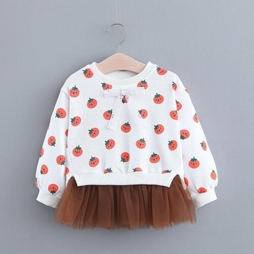 Dress Girls Baby Clothes Spring Strawberry full printing Colour Matching Princess Baby Dress Fashion Clothes