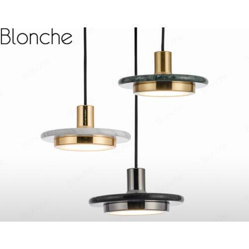 Nordic Marble Disc Pendant Lights Creative Led Hanging Lamp for Living Room Bedroom Kitchen Art Decor Light Fixtures Luminaire