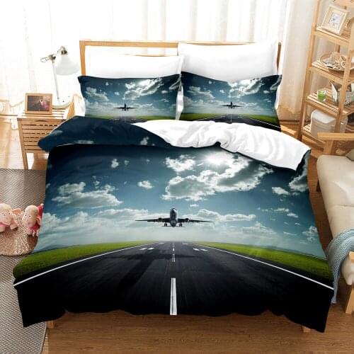 Dropshipping SINGLE only 1 Pillowcase Airplane Pattern Queen Size Bedding For Boys Aircraft Duvet Cover Set Bedding Planes gife