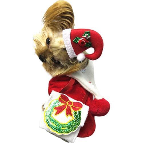 Christmas Pet Clothes Warm Dog Cat Costume Santa Claus Costume Winter Christmas Pet Coat Apparel Cotton Clothes for Cat dog
