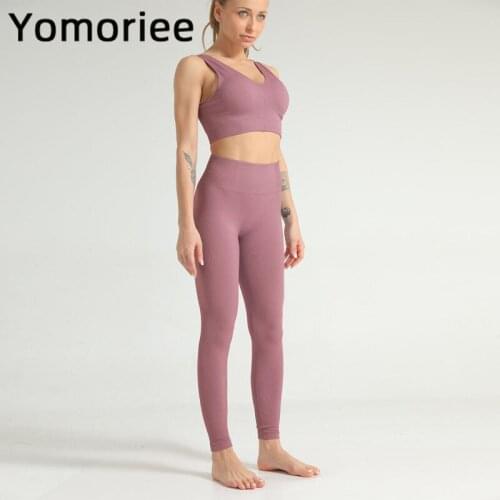 Sexy Yoga Set For Women Gym Sport Workout Running Training Sportswear Stretchy Solid Color Breathable Bra & Pants Suit Yomoriee