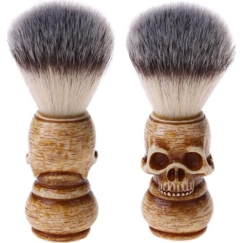 Shaving Brush Badger Bristle Hair Skull Hand Made Wooden Handle -Mens Gift