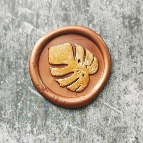 Monstera leaf wax seal stamp sealing stamps tropical plant Stamp for Wedding Invitation Copper wax seal stamp Head Wood Handle