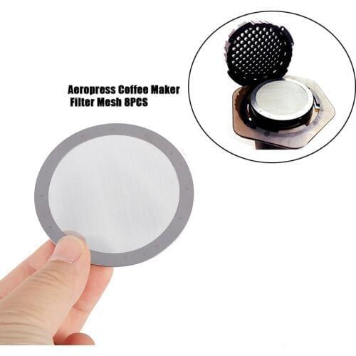 8PCS Stainless Steel Disc Metal Ultra Thin Filter For Aeropress Coffee Maker Kitchen Coffee Accessories