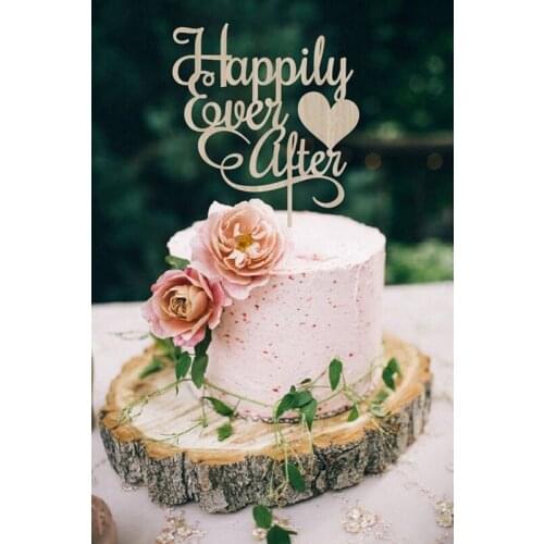 Topper for Wedding /Brithday / Anniversary Party Cake Accessory Decoration Wood Rustic Wedding Cake Topper "Happily Ever After
