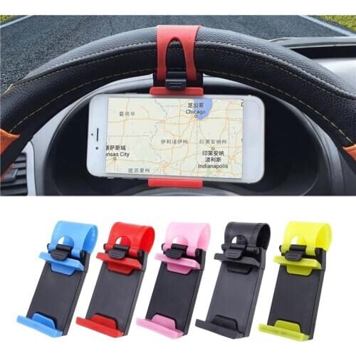 5 Colors Universal Car Phone Holder Car Steering Wheel Clip Mount Holder for iPhone 11 Pro Max Xr Xs Max 7 8 for Samsung S9 S10