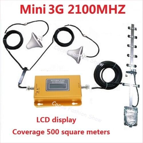 3G mobile signal amplifier 2100 internet Data UMTS Cellular signal booster mini repeater with outdoor yagi antenna + Ceiling