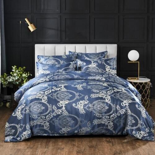 Jacquard Bedding Set Blue Luxury Quilt Cover European Style 2/3 Pieces Duvet Cover Pillowcases High Quality For Adults No Sheet