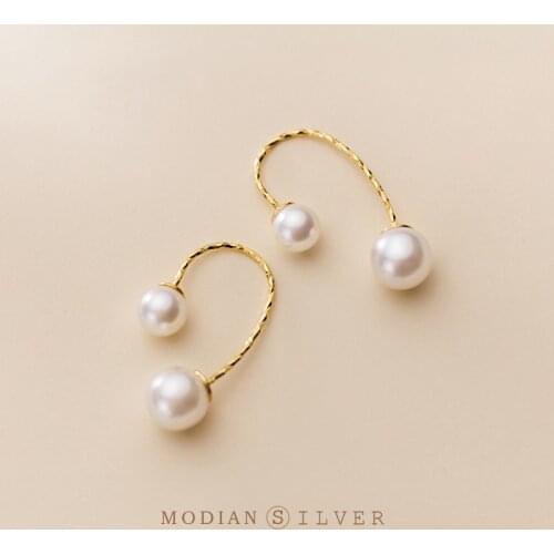 Colusiwei Elegant Pearl Dangle Earrings for Girl Gold Color Ear Hook 925 Sterling Silver Anti-allergy Jewelry for Kids 2020