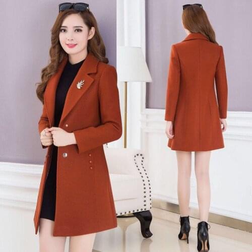 Spring and Autumn Coat Female Woolen Jacket Long Slim Plus Cotton 2021 New Woolen Jacket Womens Coats Lady Clothing