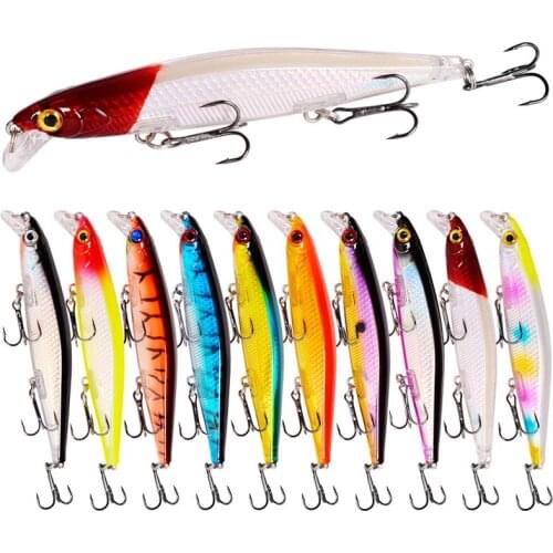 10PCS Minnow Fishing Lure 11cm 12.6g Sinking Wobblers Pesca Artificial Hard Bait 3 Hook Crankbait Bass Carp Lures Fishing Tackle