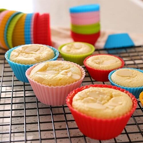 12pcs Silicone Cupcake Mold Cake Cupcake Cup Silicone Mold Nonstick Muffin Cupcake Baking Mould Kitchen Accessories Random Color