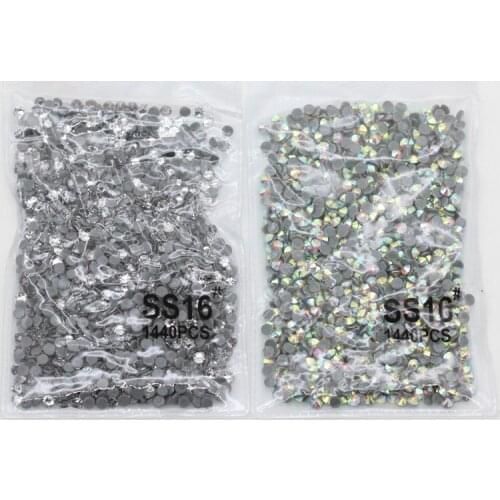 144/1440pcs/Lot, AAA Quality New Facted (8 big + 8 small) ss16 ss20 ss30 Crystal AB Iron On Hotfix Rhinestones For Clothing Wed