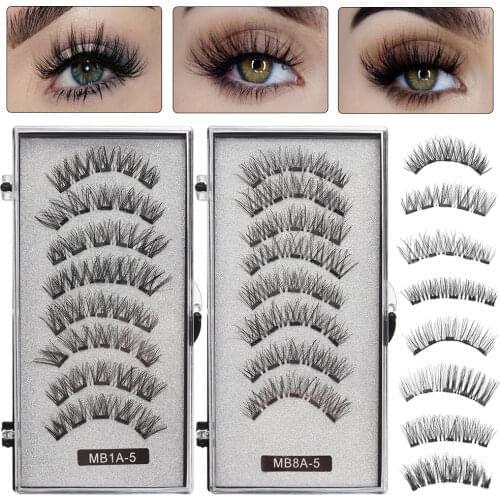 2 Pairs Magnetic Eyelashes With Applicator Natural Long Wispy No Glue Needed Eyelashes Handmade Reusable Eye Makeup Tools