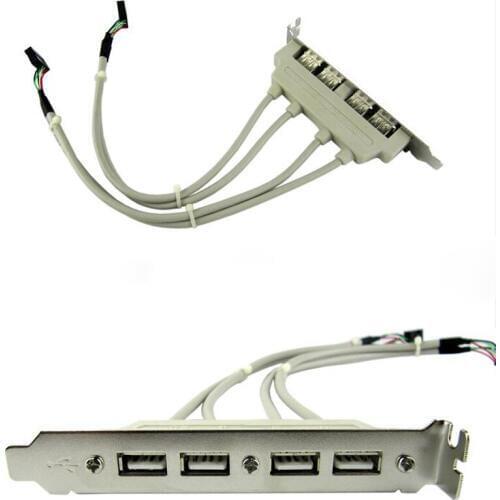 2pcs PCI Cables 9pin To USB2.0 Connector Motherboard USB Extension Cable 4 Port USB Baffle Line Adapter