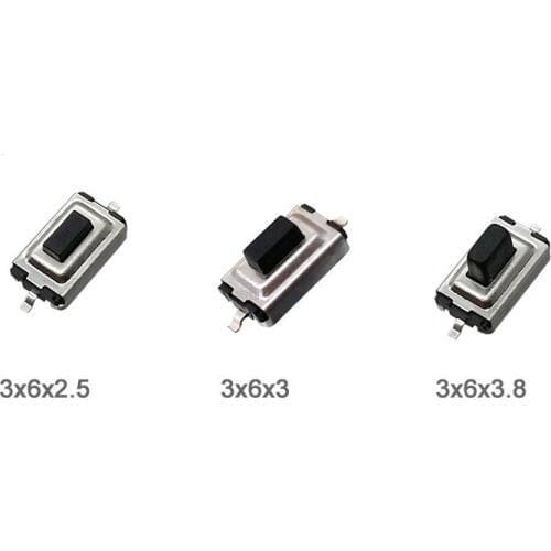 200pcs/lot 3*6*2.5/3.0/3.8mm 2 pin SMD Push Button Switch 3x6x2.5/3.0/3.8 mm Tact Switch Liquid Crystal