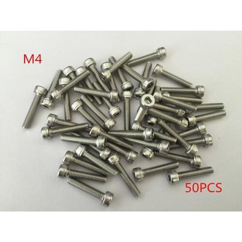 50pcs/Lot Metric Thread M4*5/6/8/10/12/14/16/18/20/22/25/30/35/40/45/-80mm 304 Stainless Steel Hex Socket Head Cap Screw Bolts