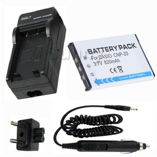 Battery and Charger for Casio NP-20 NP20 and Exilim EX-Z60,EX-Z70, EX-Z75,EX-Z77,EX-S500,EX-S600,EX-S770,EX-S880 Digital Camera