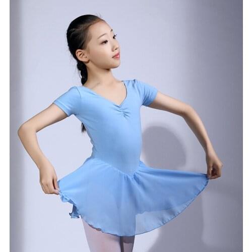 Ballet Dress Gymnastics Leotards For Girls Kids Short Sleeve Ballet Dancewear Kids Dance Leotards Ballet Tutu Costumes DQS7625