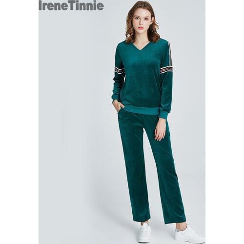 Velvet Long Sleeve Women Pajamas Sets Sexy Elegant Ladies Home Clothes 2020 Autumn Warm Female Pajama Sleepwear Suits