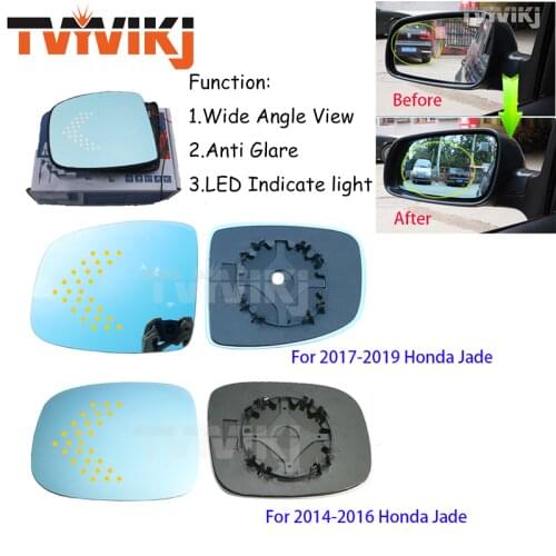 TVYVIKJ Side Rearview Mirror Blue Glass Lens With LED Indicate light For HONDA Jade 2014-2019 Wide Angle View anti glare Without