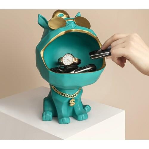 Big Mouth Dog Storage Ornaments Cool Dog Sculpture Statue Key Watch Sundry Storage Decor Modern Home Decoration Accessories Gift