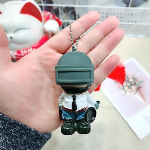 Fancy&Fantasy Cartoon Game Pubg Keychain Level 3 Helmet PVC Doll Saucepan Key Chain Fans Battle Grounds Keyring Gift Llaveros