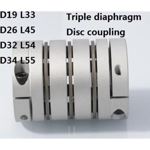 D19 L33 D26 L45 D32 L54 D34 L55 lengthened Triple diaphragm Disc coupling 3 diaphragm coupler screw rod three shaft coupling