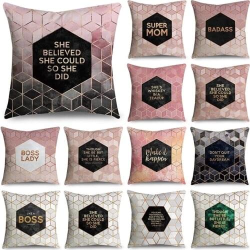 Decorative colorful geometric nordic alphabet cushion cover soft polyester home decoration chair car sofa pillow case cojín