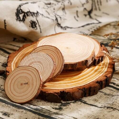 3-18cm Wood Slices Natural Pine Circles With Tree Bark Log Disc DIY Craft Unfinished Round Wood Slices For Art Paint Kids Party