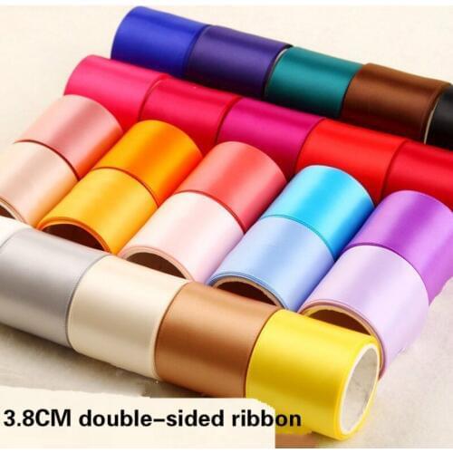 3.8cm Double-sided Solid Color Ribbon Ribbon DIY Gift Wrap Handmade Bow Grosgrain Ribbons Double Face Handicraft Equipment Use