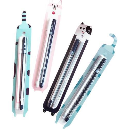 2 Pcs/lot Cute Kawaii Speckled Paper Card Cat Gel Pen 0.38 Mm Ink Pen Promotional Gift Stationery School & Office Supply