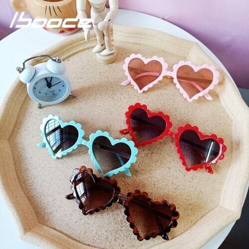 Iboode Cartoon Heart Children Baby Sunglasses Metal Temples Boys Girls UV400 Sun Glasses Shades Kids Fashion Party Eyeglasses