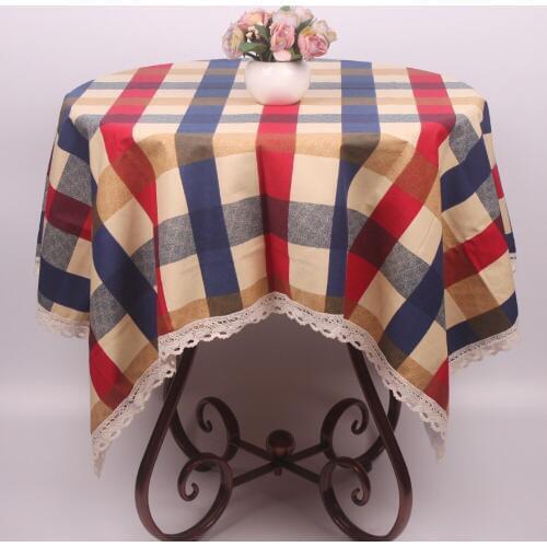 CURCYA Mediterranean Style Cotton Plaid Table Cloth Rectangular for Dinning Tables / Square Table Cover for Round Tables