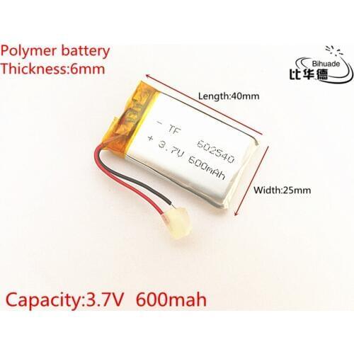 Free shipping 3.7V 600mAH 602540 Polymer lithium ion / Li-ion battery for DVR RECORD MP3 MP4 TOY