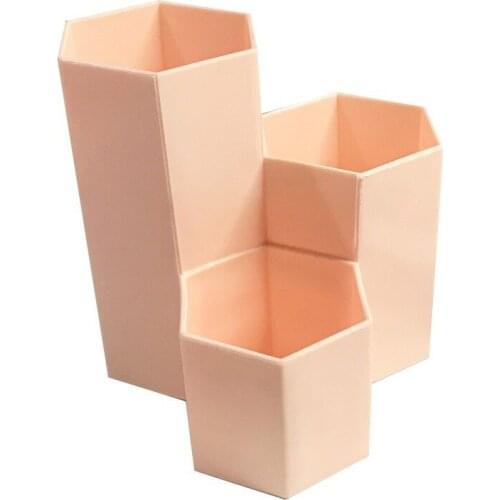 Multifunctional Pen Holder Desktop Cosmetics Organizer Desk Stationery Student Desktop Pen Barrel 3 Compartment Storage Box