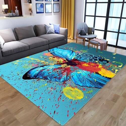 Cartoon 3D Butterfly Carpet Anti-slip Flannel Kids Play Mats Girls Room Decorative Big For Area Room Living Bedroom Carpets Rugs