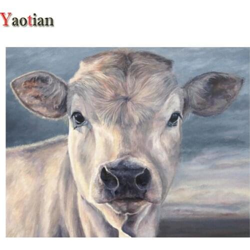 Diy 5D Diamond Paiting Animal Cow Icon Full Drill Square Cross Stitch Kits Rhinestone Needlework Diamond Embroidery Mosaic Decor