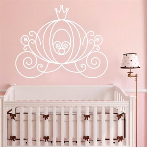 Wall sticker Cinderellas Coach Decal kids room decoration Pink Cinderella personality Girls Vinyl Decal Art home decor HY289