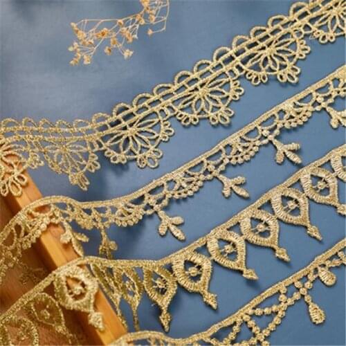 Delicate 5Yards Gold Small Tassel Polyester Embroidery Lace Material Lolita Skirt Lace Edge Lace Accessories Clothes Decoration