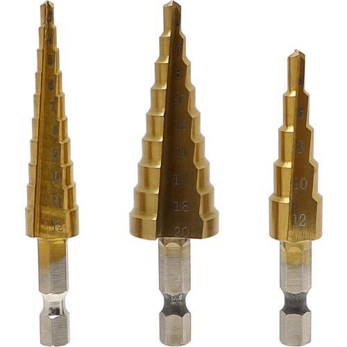 NICEYARD High Speed Steel Wood Metal Drilling Titanium Plating Step Drill 3-12mm 4-12mm 4-20mm Hand Tools Set Pratical