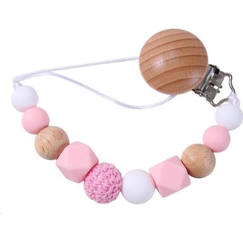 2021 New Baby Teething Beads Toy Pacifier Clip Silicone Pacifier Chain Holder Pacifier Clip Teether Baby Pacifier Pendant